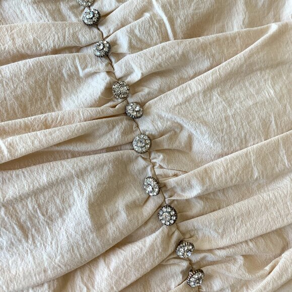 Zara Ruched Miniskirt with Rhinstone Buttons - Picture 2 of 4